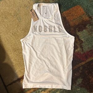 NOBULL Cream Tank Top with Bold Logo